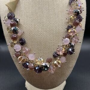 Ali-khan New York Stunning Ab Coated Glass Faceted Ribbon Necklace